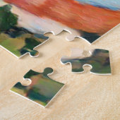 Puzzle Chat orange/blanc sous un buisson fleuri (Côté)