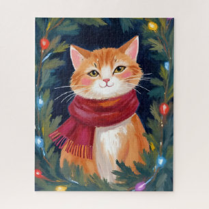 Puzzle Chat orange de Noël animal festif