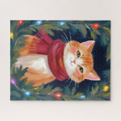 Puzzle Chat orange de Noël animal festif (Horizontal)