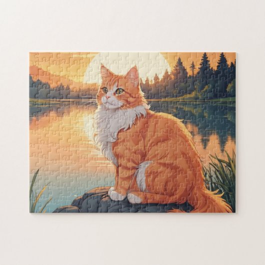 Puzzle Chat orange et blanc (Horizontal)