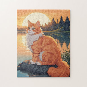 Puzzle Chat orange et blanc