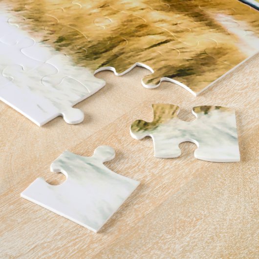 Puzzle Chat orange et blanc avec chaise (Côté)