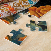 Puzzle Chat peint avec des fleurs (Côté)