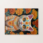 Puzzle Chat peint avec des fleurs (Horizontal)