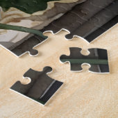 Puzzle Chat perse blanc bouffant dans un jardin (Côté)