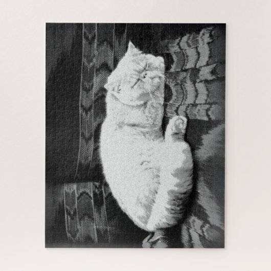 Puzzle Chat perse blanc couché (Vertical)