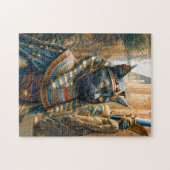 Puzzle Chat Pharaon Égyptien avec Coiffe Rayée (Horizontal)