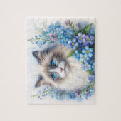Puzzle Chat Ragdoll parmi des fleurs de ne m'oubliez pas (Vertical)