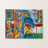 Puzzle Chat regardant dehors Fenêtre de cuisine (Horizontal)