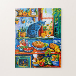 Puzzle Chat regardant dehors Fenêtre de cuisine