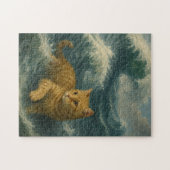 Puzzle Chat roux courageux chevauchant les vagues de l (Horizontal)