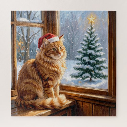 Puzzle Chat roux de Noël (Vertical)