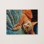 Puzzle Chat roux endormi adorable  (Horizontal)