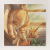 Puzzle Chat roux tabby se prélassant au soleil (Horizontal)