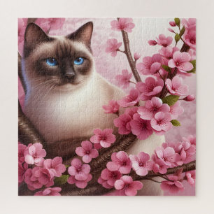 Puzzle Chat siamois Japonais Cerisier Fleur Fleur rose