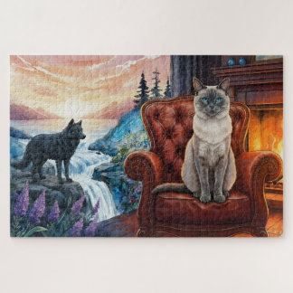 Puzzle Chat siamois par Cheminée, murale de loup