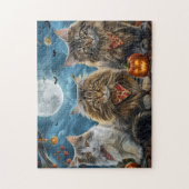 Puzzle Chat sibérien Halloween effrayant (Vertical)