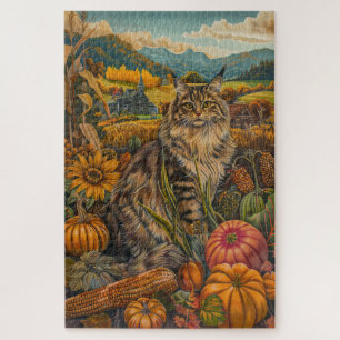 Puzzle Chat sibérien, récolte d'automne, action de grâce