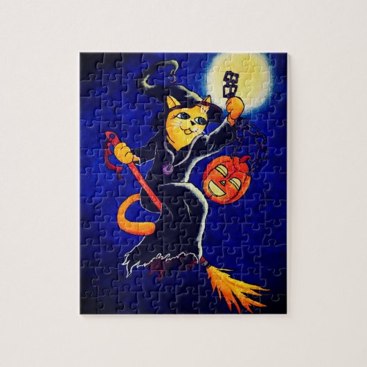 Puzzle Chat sorcière de nuit (Vertical)
