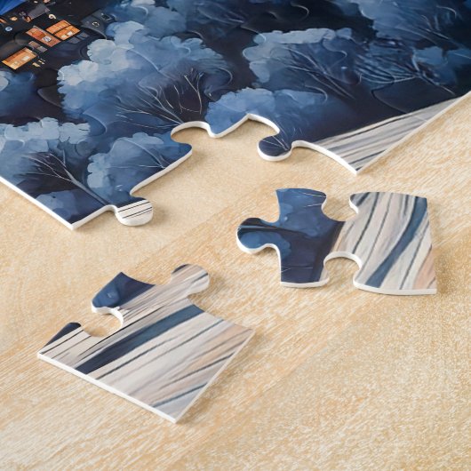 Puzzle Chat sous l'aquarelle étoilée (Côté)