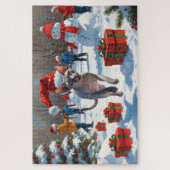 Puzzle Chat Sphynx coule dans la neige avec Casquette de  (Vertical)