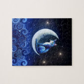 Puzzle Chat sur Crescent Moon bleu Chat 773 (Horizontal)