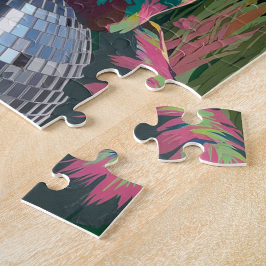 Puzzle chat sur un ballon disco (Côté)