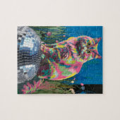 Puzzle chat sur un globe disco (Horizontal)