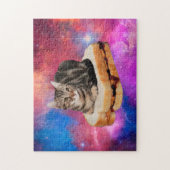Puzzle Chat sur un pain volant dans l'espace (Vertical)