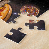 Puzzle Chat sur une pizza mangeant de la glace lolly (Côté)