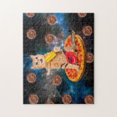 Puzzle Chat sur une pizza mangeant de la glace lolly (Vertical)