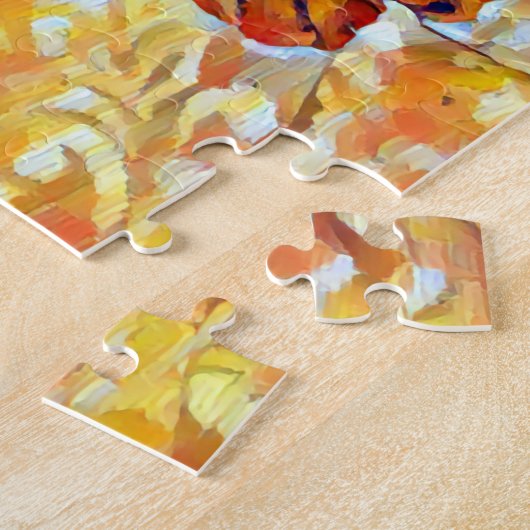 Puzzle Chat tabby Brown posé sur un lit confortable (Côté)