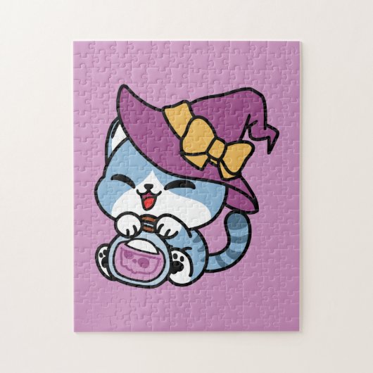 Puzzle Chat Tabby Halloween – Chapeau de Sorcière & Art d (Vertical)