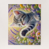 Puzzle Chat Tigre Avec Fleurs (Vertical)