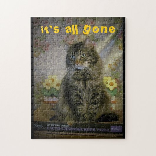 Puzzle Chat triste, Cheeseburger tous partis. (Vertical)