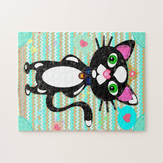 Puzzle Chat Tuxedo Avec Jouets Souris (Horizontal)