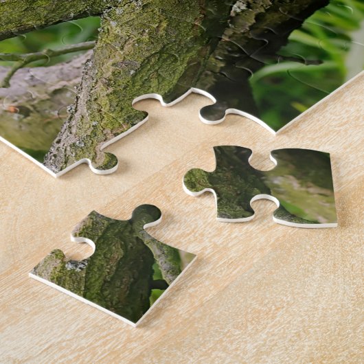 Puzzle Chat tuxedo mignon sur une branche d'arbre avec de (Côté)