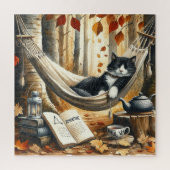 Puzzle Chat Tuxedo noir et blanc Dreaming of Adventure (Vertical)