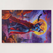 Puzzle Chat Vampire Citrouilles Épouvantable Halloween Or (Horizontal)