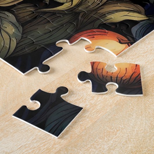 Puzzle Château de conte de fées blanc nuit fleurs pleine (Côté)