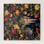 Puzzle Château de conte de fées blanc nuit fleurs pleine  (Horizontal)