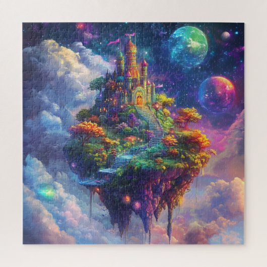 Puzzle Château de Conte de Fées Magique & Île Flottante (Vertical)
