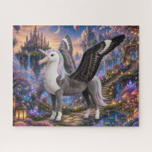 Puzzle Château de fantaisie de licorne ailée enchantée 52