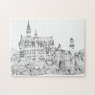Puzzle Château de Neuschwanstein Allemagne Art de ligne