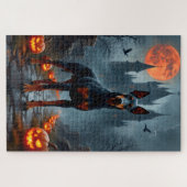 Puzzle Château gothique de Doberman Artwork d'Halloween (Horizontal)