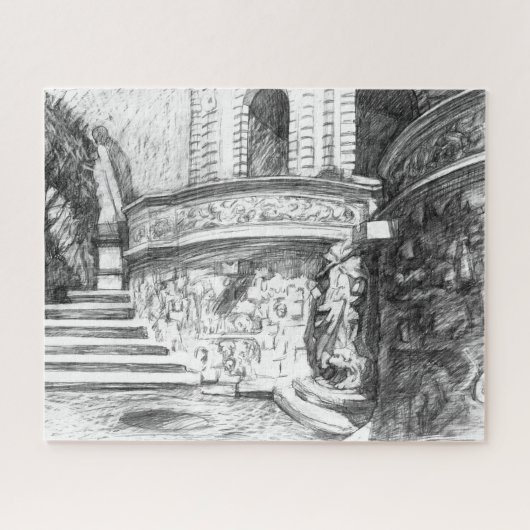 Puzzle Château pencilart Monochrome (Horizontal)