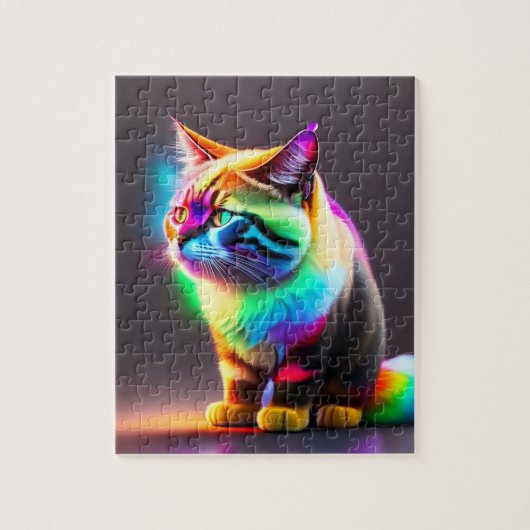 Puzzle Chaton avec lumières néon, Chat (Vertical)