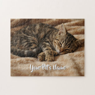 Puzzle Chaton couché personnalisé mignon Amoureux des cha