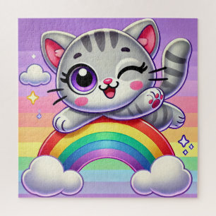 Puzzle Chaton de dessin animé adorable qui saute