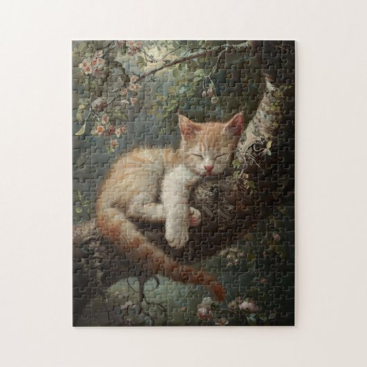 Puzzle Chaton dormant dans un arbre Vintage (Vertical)